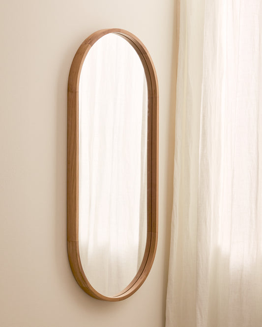 Miroir Magda en bois de teck avec finition naturelle  Ø 45 x 95 cm