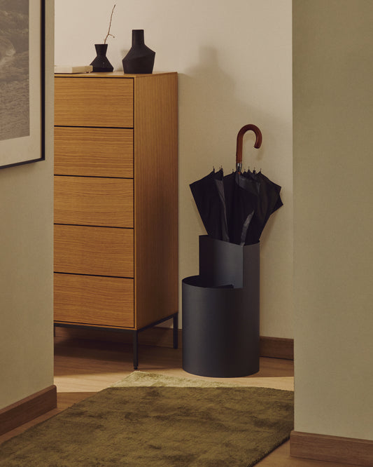 Grand porte-parapluie Atin en métal gris foncé