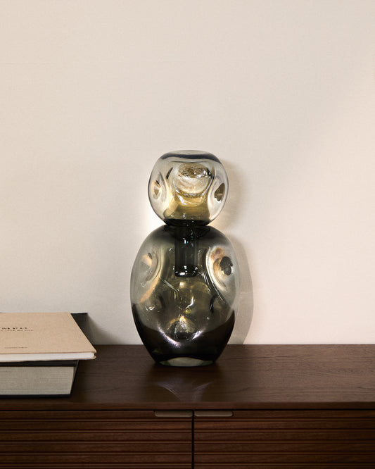 Vase Olivet en verre bleu 32,5 cm