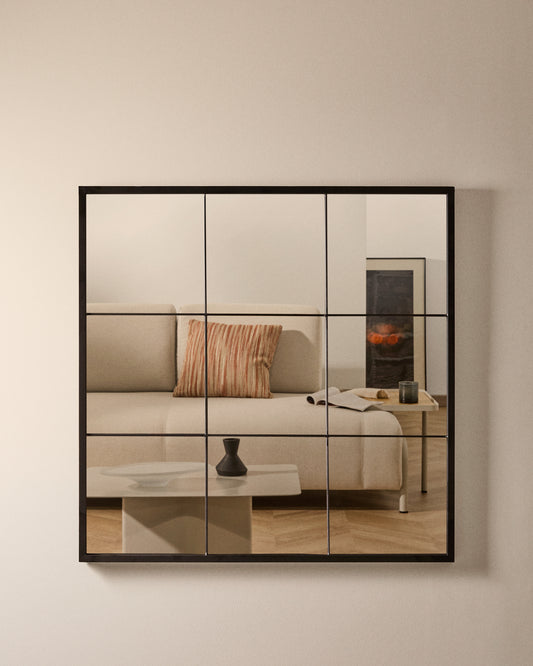 Miroir mural Ulrica métal noir 80 x 80cm