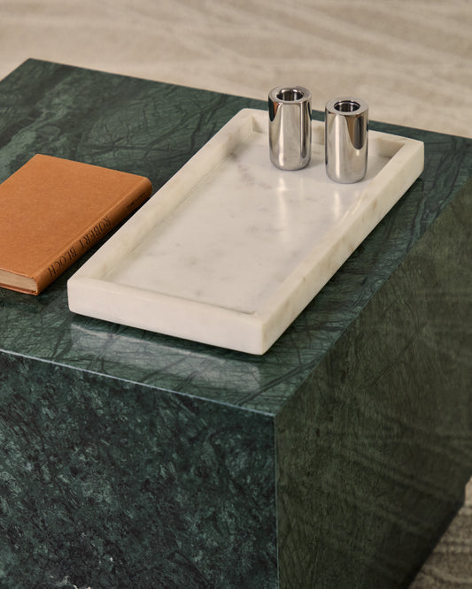 Plateau Serela en marbre blanc 35 x 18 cm