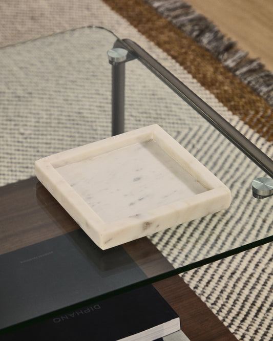 Plateau Serela en marbre blanc 18 x 18 cm