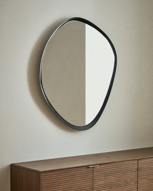 Miroir Tebel en métal noir 67,5 x 74,5 cm