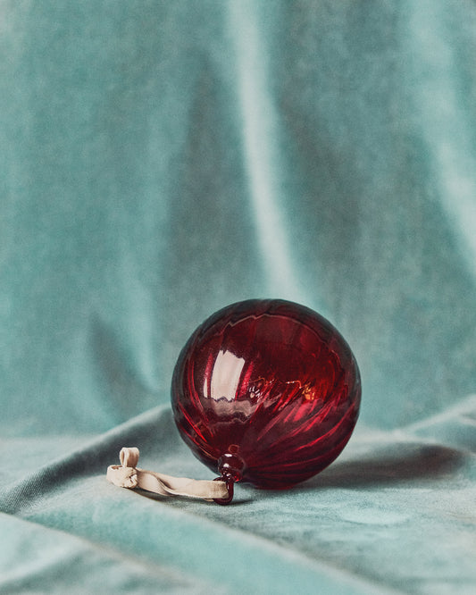 Ensemble Oranel de 2 décorations suspendues en verre recyclé rouge Ø 10 cm