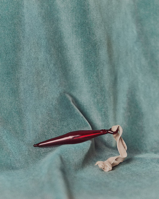 Ensemble Isven de 2 décorations suspendues en verre recyclé rouge 10 cm