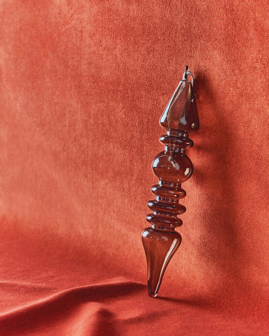 Ensemble Lioren de 2 décorations suspendues en verre recyclé marron 28,5 cm