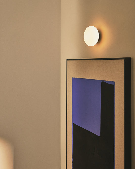 Applique Bamila en verre fumé et métal noir Ø 15 cm