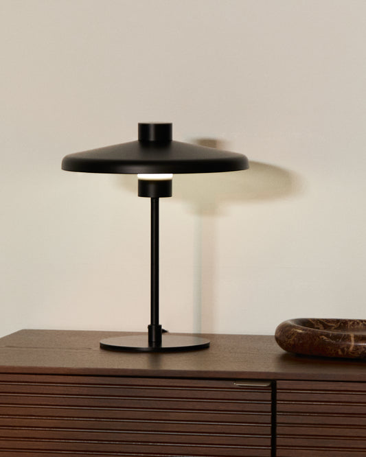 Lampe de table Nuvira en métal satiné noir
