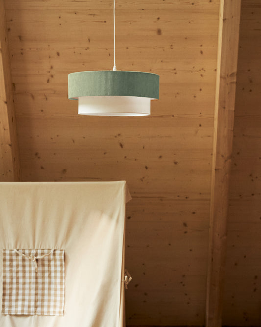 Plafonnier Bianella en coton et velours côtelé turquoise