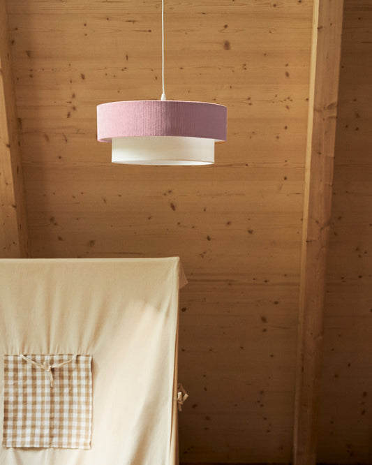 Plafonnier Bianella en coton et velours côtelé rose