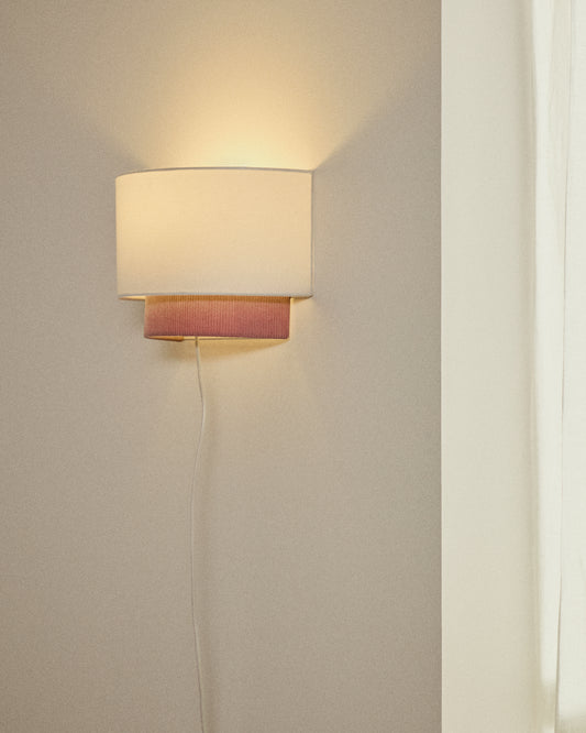 Applique murale Bianella en coton et velours côtelé rose Ø 40 cm