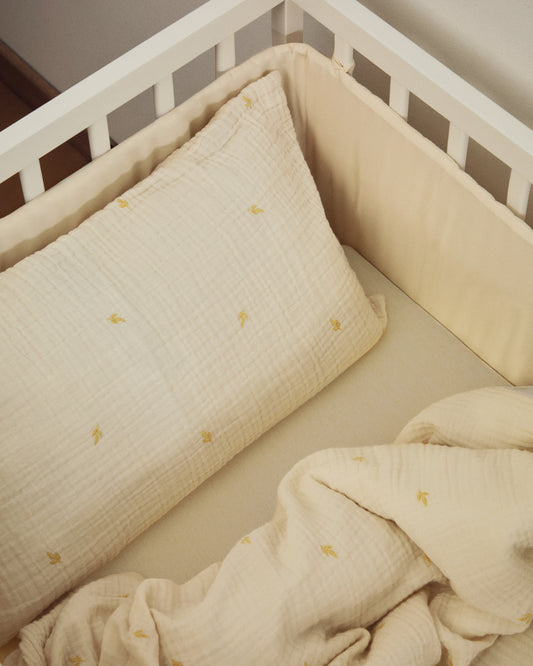 Protecteur pour berceau Tandani 100 % coton beige pour berceau évolutif 30 x 180 cm