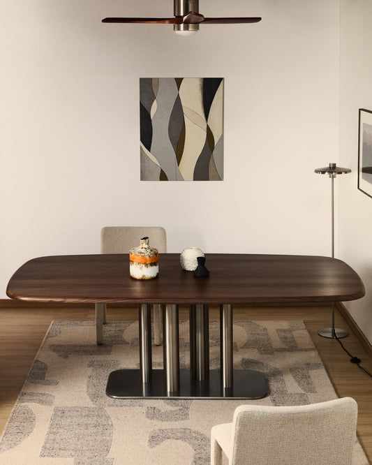 Toile abstraite Marvilo grise et moutarde 80 x 100 cm