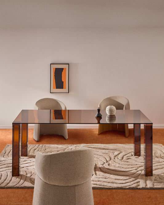Table Adularia en verre trempé marron 200 x 100 cm