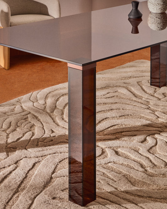 Table Adularia en verre trempé marron 160 x 90 cm