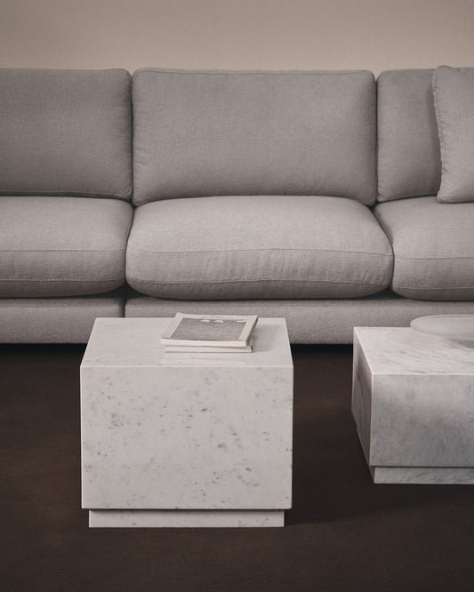 Table auxiliaire Sorein en marbre blanc 40 x 40 cm