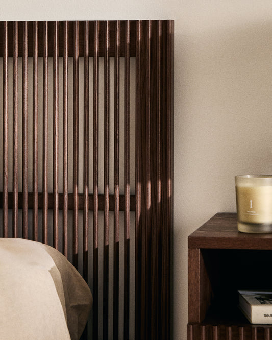 Tête de lit Beyla en bois de frêne avec finition ton noyer pour lit de 160 cm FSC 100 %