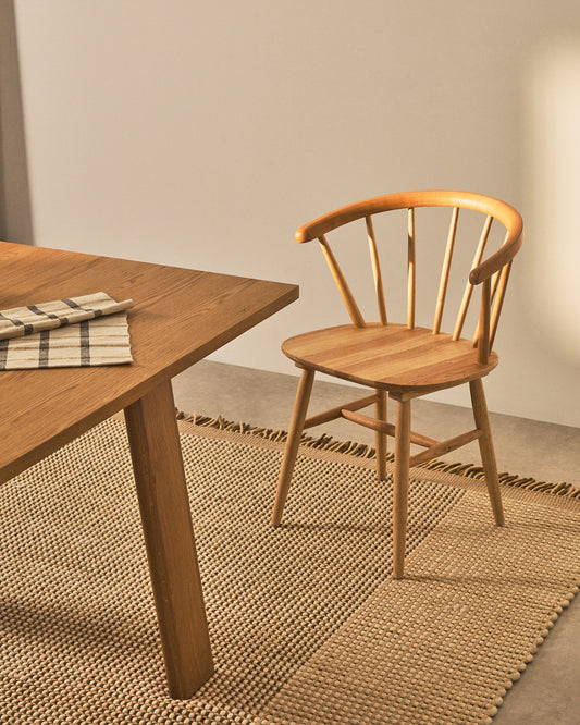 Chaise Trise MDF et bois d'hévéa laqué naturel