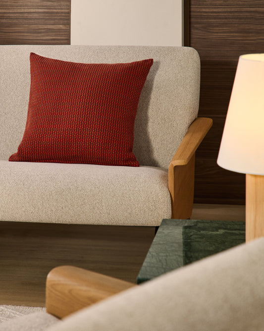 Housse de coussin Nuval en tissu structuré rouge 50 x 50 cm