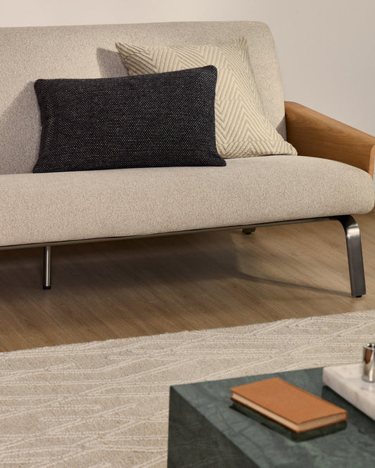 Housse de coussin Elira en laine et coton noir 40 x 60 cm