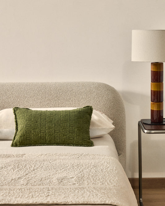 Housse de coussin Narela en jacquard coton et viscose vert 50 x 30 cm