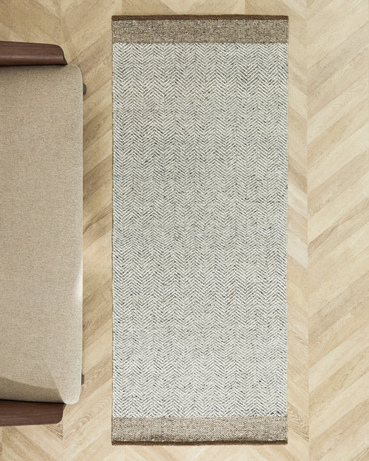 Tapis de couloir Nifelia jacquard en laine beige 200 x 80 cm