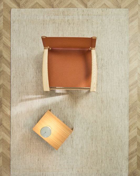 Tapis Dalena en laine jacquard à rayures beiges 230 x 160 cm