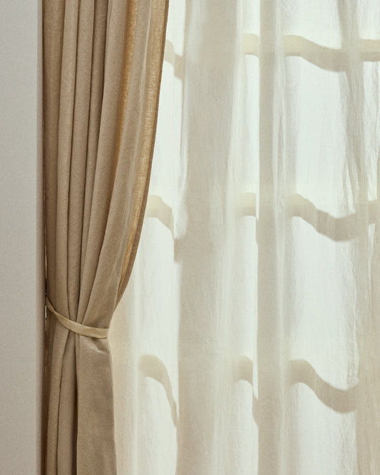 Rideau Nolira en coton et lin couleur gris pierre 140 x 270 cm
