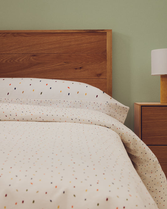 Ensemble Epifania housse de couette et taie d’oreiller en percale de coton avec motif multicolore pour lit de 90 cm