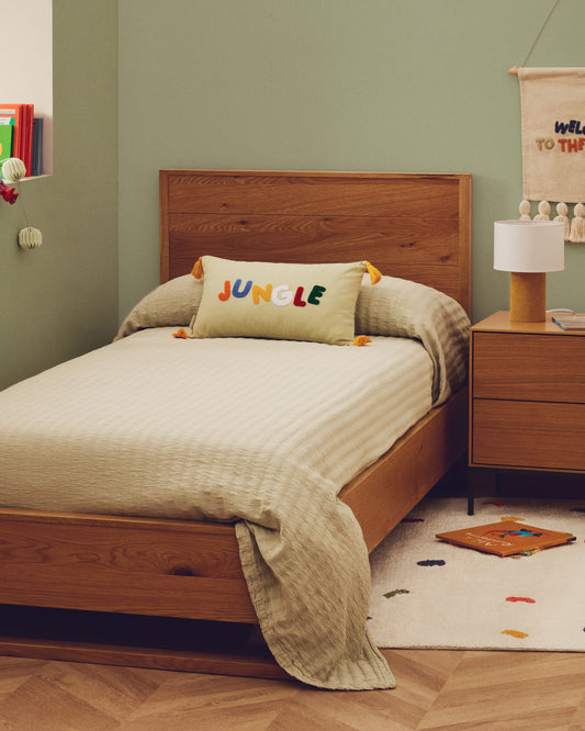 Couvre-lit Rilune 100 % coton avec relief à effet de rayures vert clair pour lit de 90 cm