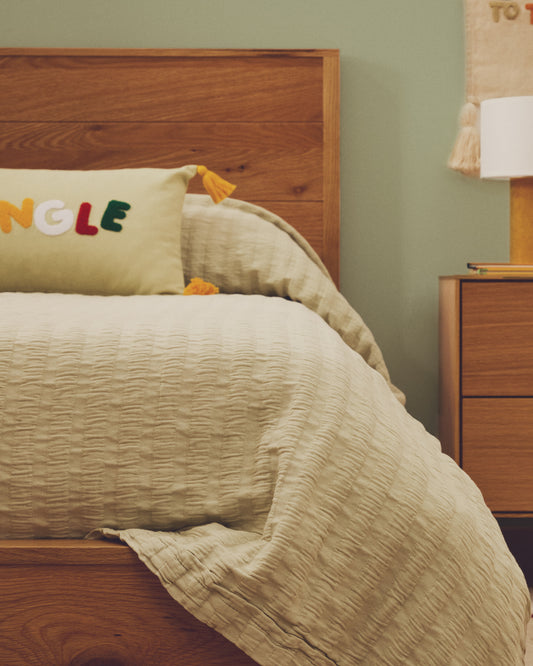 Couvre-lit Rilune 100 % coton avec relief à effet de rayures vert clair pour berceau évolutif