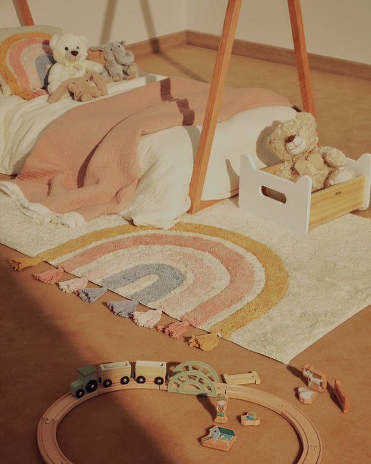 Tapis Tadea coton arc-en-ciel multicolore 90 x 150 cm