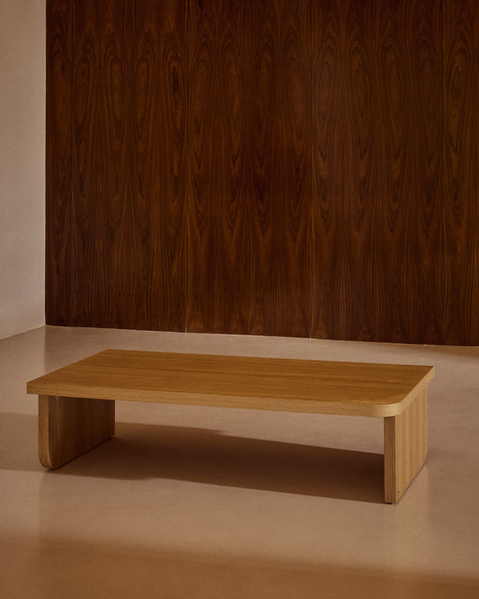 Table basse Oaq en placage de chêne finition naturelle 140 x 75 cm FSC Mix Credit