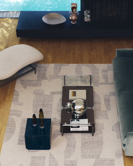 Tapis Norela en laine mélangée à motif jacquard gris 300 x 200 cm