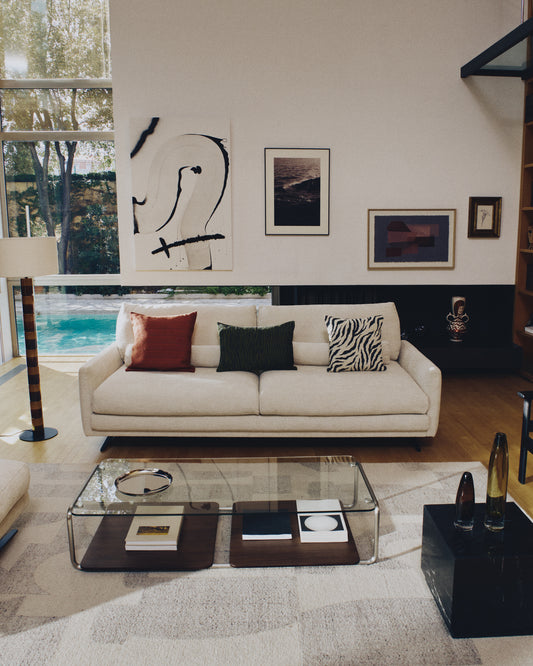 Canapé Veliro 3 places en chenille beige avec pieds en acier finition noire 240 cm FSC Mix Credit