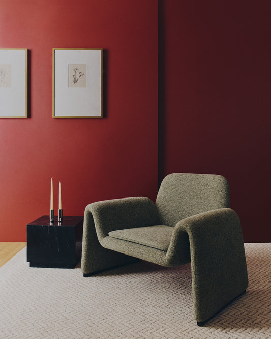 Fauteuil Melvia en chenille verte