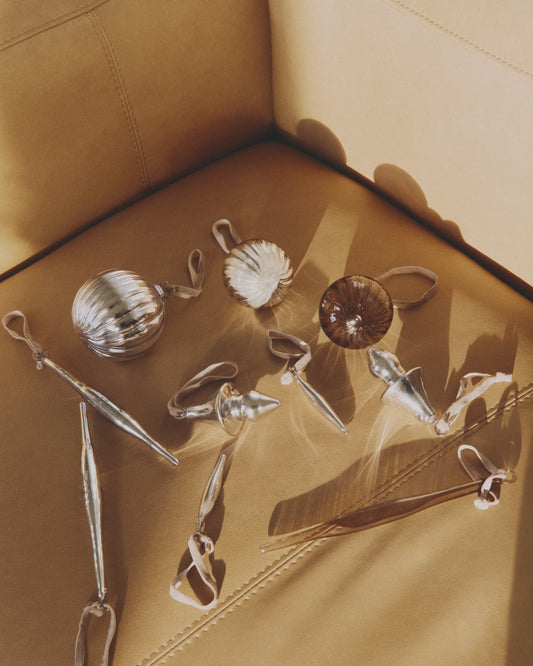 Ensemble Oranel de 3 décorations suspendues en verre recyclé marron Ø 8 cm