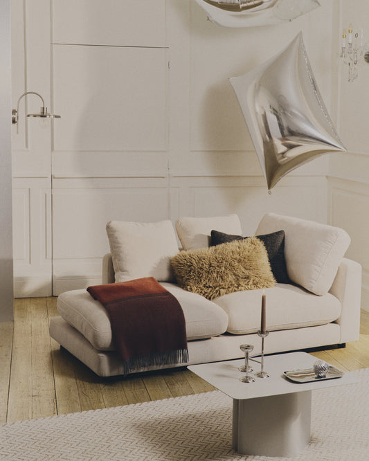 Méridienne gauche Gala en chenille beige 193 x 105 cm – FSC Mix Credit