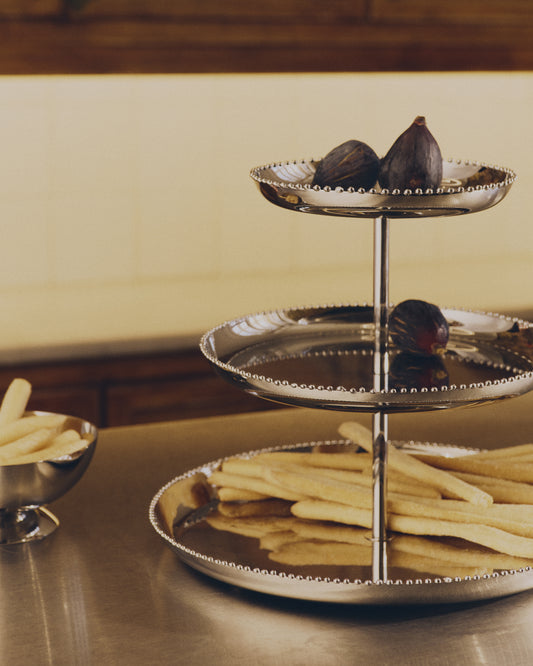 Plateau Nirela à 3 niveaux en acier inoxydable