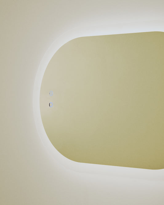 Miroir ovale Mervi pour salle de bains avec éclairage LED et traitement antibuée 80 x 50 cm