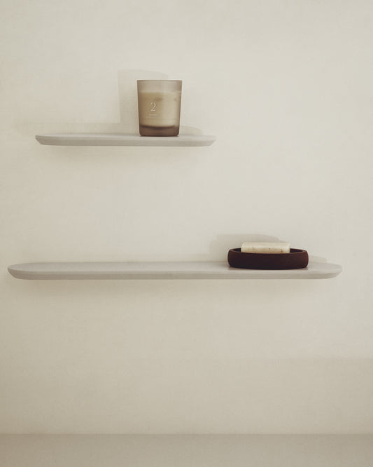 Arely set of 2 MDF shelves with beige lacquer finish 35 cm/55 cm