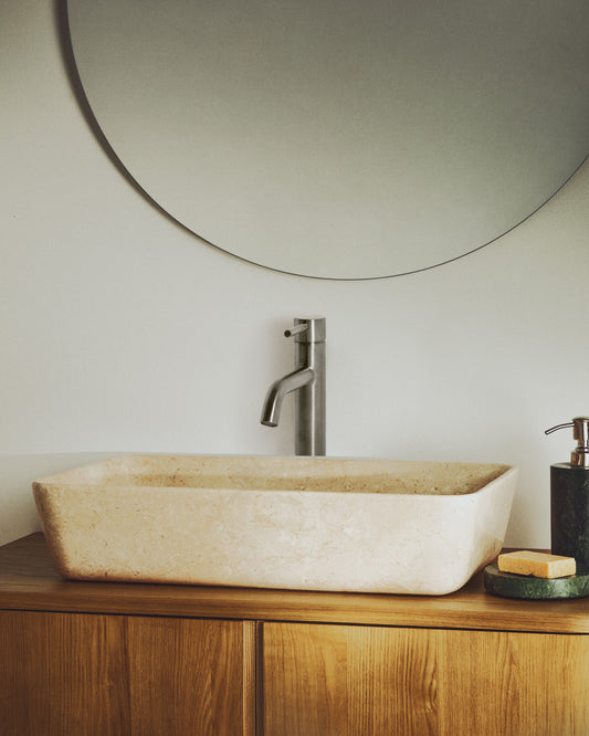 Vasque à poser en marbre beige Darnen 55 x 35 cm