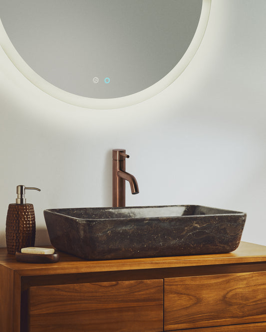 Vasque à poser Darnen en marbre gris 55 x 35 cm