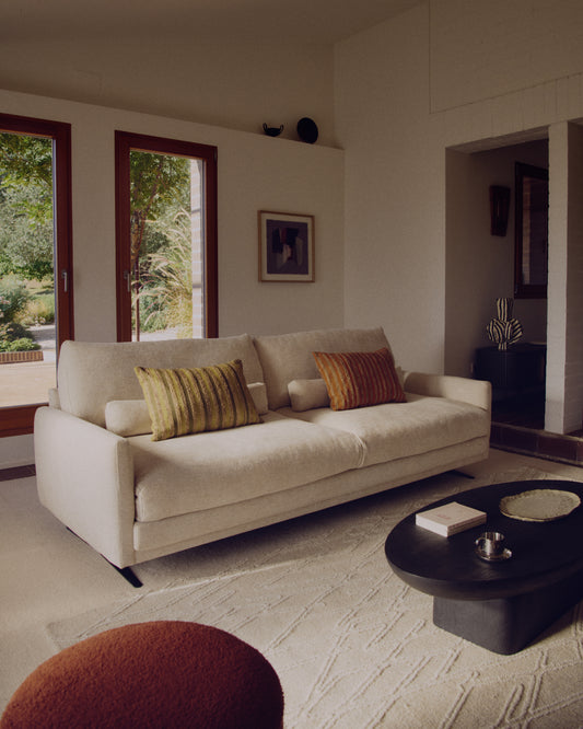 Tapis Selira en laine à effet brodé beige 300 x 200 cm