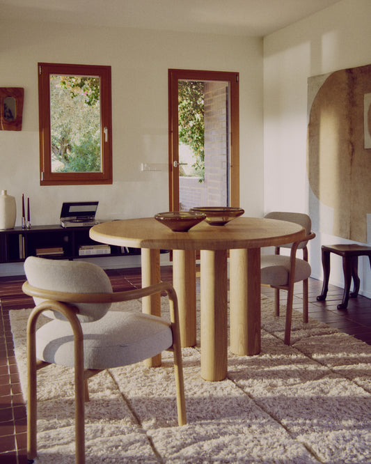 Table ronde Mailen en contre-plaqué de frêne avec finition naturelle l Ø 120 cm