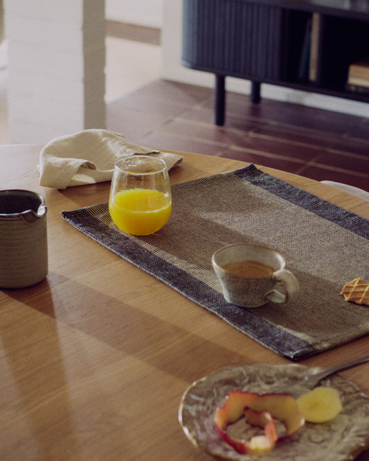 Ensemble Briven de 2 sets de table 100 % coton noir 35 x 50 cm