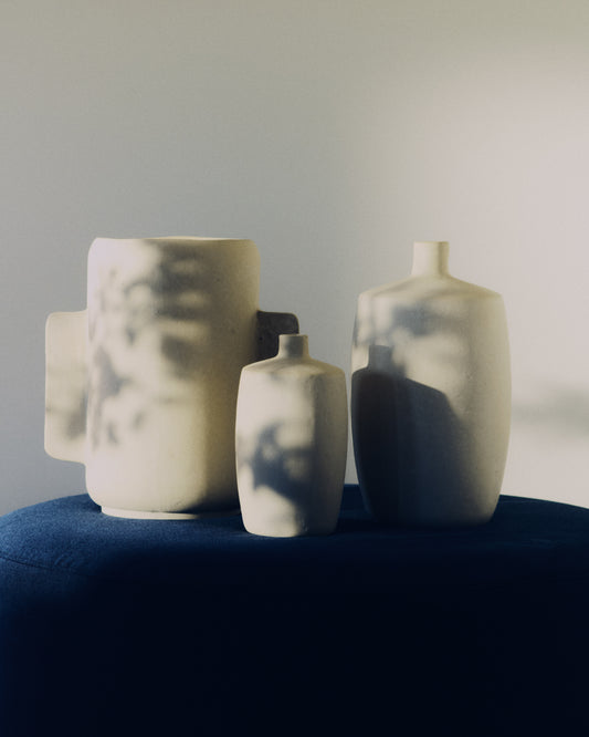 Vase Mireni en papier mâché beige Ø 39 cm