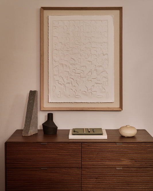 Tableau Annia en papier mâché blanc 90 x 70 cm