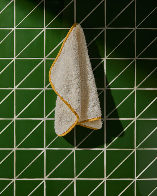 Serviette Sedora 100 % coton avec motif contrasté jaune 30 x 50 cm
