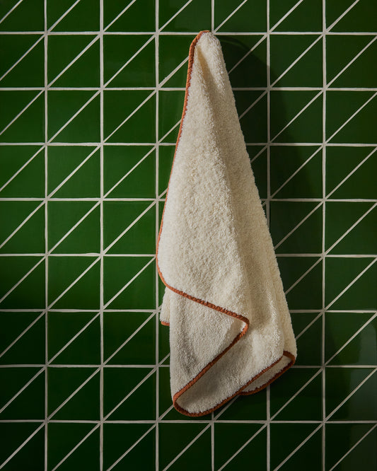 Serviette Sedora 100 % coton avec motif contrasté orange 50 x 90 cm